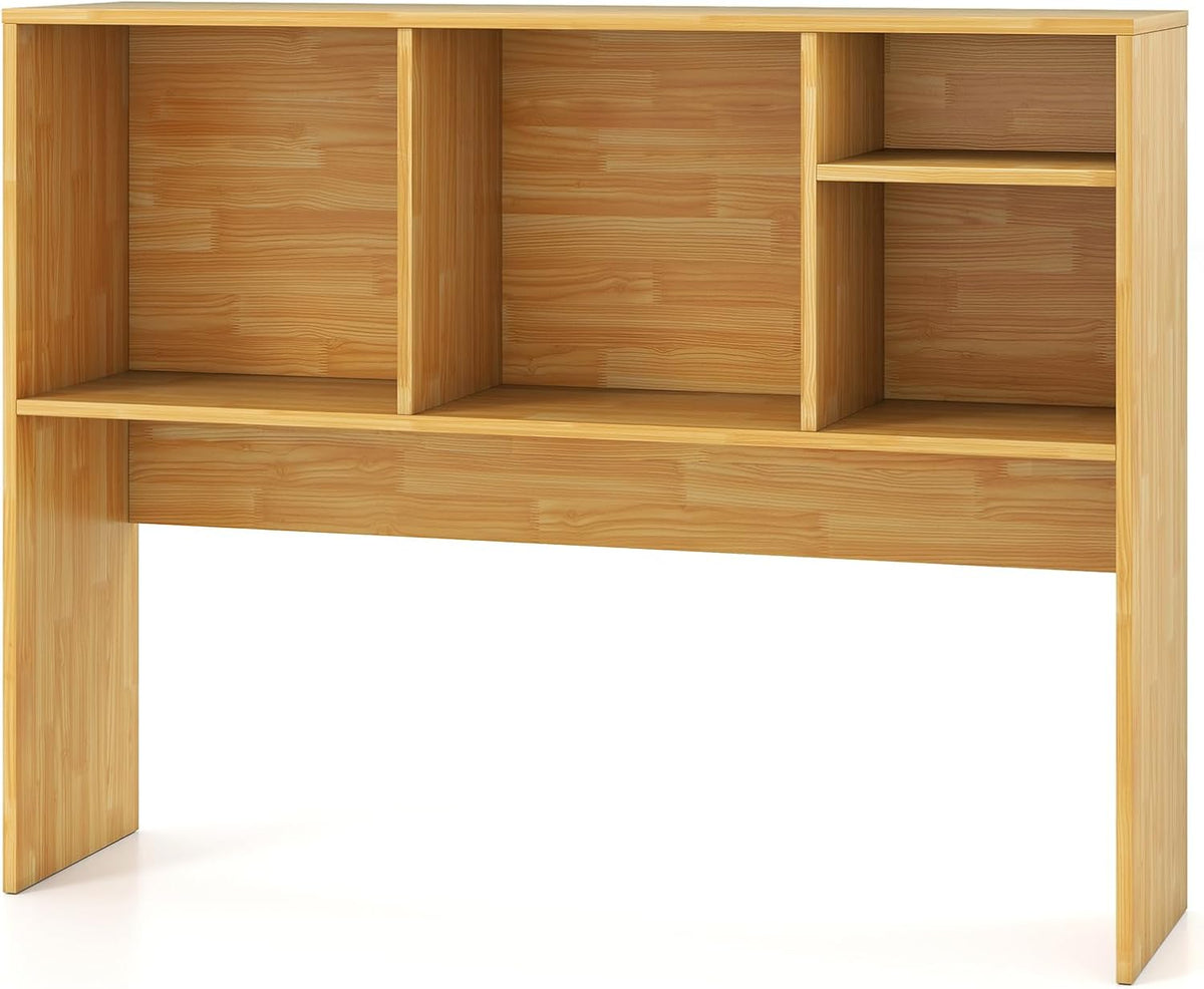 Desktop Bookshelf, Countertop Storage Hutch with 5 Shelves for Computer Desk, Desk 3-Tier Display Rack, Multipurpose Wood Desktop Hutch Storage Organizer for Dorm Office Home