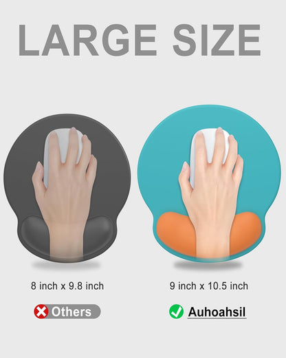 Ergonomic Mouse Pad with Wrist Rest, Comfortable Silicone Non-Slip Computer Pain Relief Gel Mouse Mat with Wrist Support for Gaming, Work, Office, Women & Men, Cute Pattern, Beige