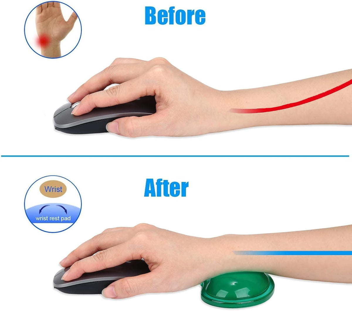Gel Keyboard & Mouse Wrist Rest Set - Keyboard Wrist Rest Pad & Mouse Support for Office Gaming Pad Computer Laptop Ergonomic Comfortable Pain Relief- Blue Pad Set