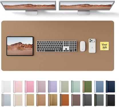 YSAGi Leather Desk Pad Protector, Office Desk Mat, Large Mouse Pad, Non-Slip PU Leather Desk Blotter, Waterproof Laptop Desk Writing Pad for Office and Home (23.6" x 13.8", Eggshell) - Colors A