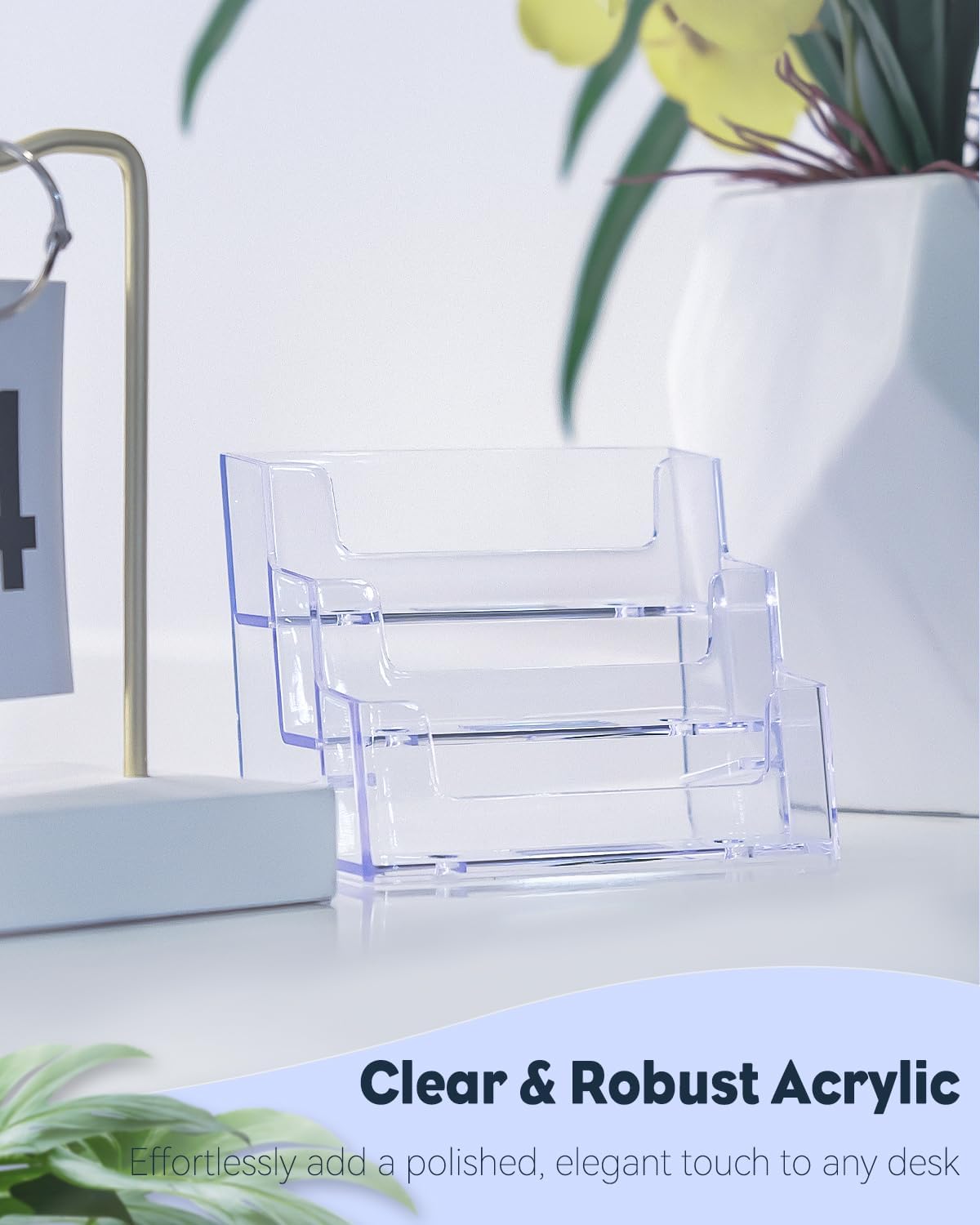 Uniclife Acrylic Business Card Holder for Desk 1 Slot Clear Business Card Display Stand for Men & Women Desktop Business Card Organizer Card Stand for Office Home Exhibition, 60 Card Capacity