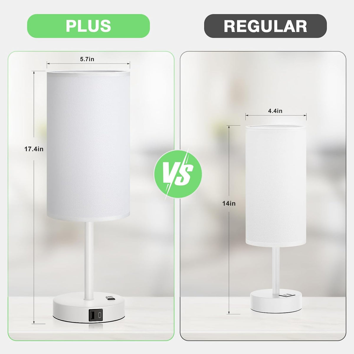 Dicoool Bedside Table Lamp for Bedroom - 3-Way Dimmable Touch Lamp, USB A+C