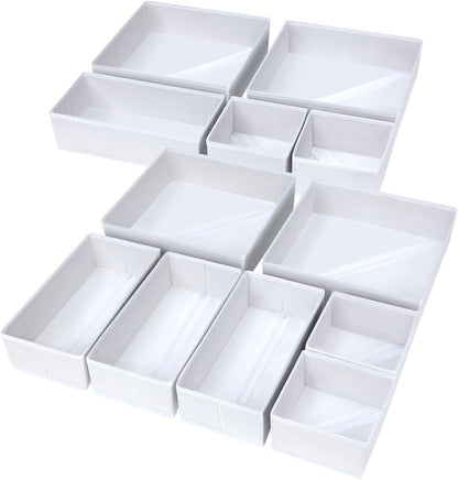 Drawer Organizer Clothes, Dresser Organizer, Foldable Closet Organizers and Storage, Fabric Dresser Bins, Drawer Dividers for Nursery, Baby Clothes, Underwears, Sock (Beige)