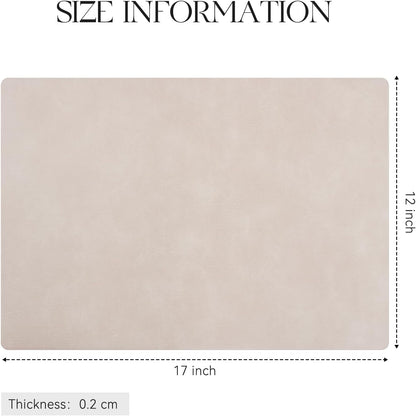 MOSAYT Vinyl Placemats Set of 6-12 X 17 Inch - Faux Leather 100% Waterproof Oil-Proof Wipeable PU Place Mats, Heat Resistant Reversible Table Mats for Kitchen, Dining, Outdoor, Reddish Brown