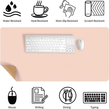 Bloss Leather Desk Pad and Keyboard Wrist Rest, Large Mouse Pad + Keyboard Pad+Mouse Wrist Support, Non-Slip Desk Mat Protector for Office, Home(31.5×15.7 Inches,Beige) - Colors A