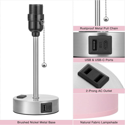 Dicoool Bedside Table Lamp for Bedroom - Small Desk Lamp with USB Ports