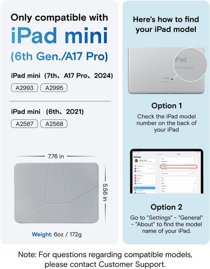 MOFT Dynamic Folio Tablet Stand for Desk Compatible with iPad mini A17 Pro 2024 & iPad mini 6th A15 2021, Slim Magnetic Tablet Holder Case with 20+ Viewing Angles, Beach White x Terracotta