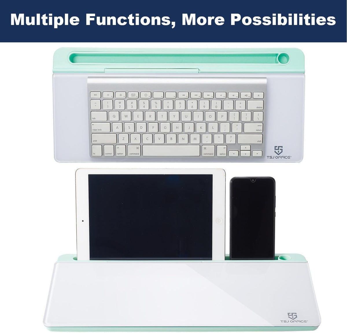 TSJ OFFICE Desktop Whiteboard Dry-Erase-Board - Computer Keyboard Stand White Board Surface Pad with Drawer, Desk Organizers with Accessories for Office, Home, School Supplies - Black
