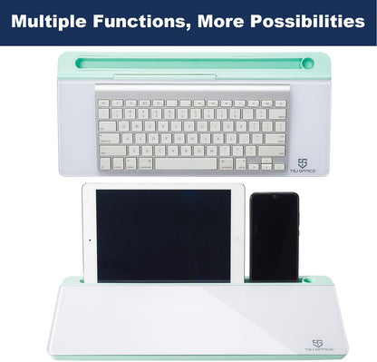 TSJ OFFICE Desktop Whiteboard Dry-Erase-Board - Computer Keyboard Stand White Board Surface Pad with Drawer, Desk Organizers with Accessories for Office, Home, School Supplies - Black
