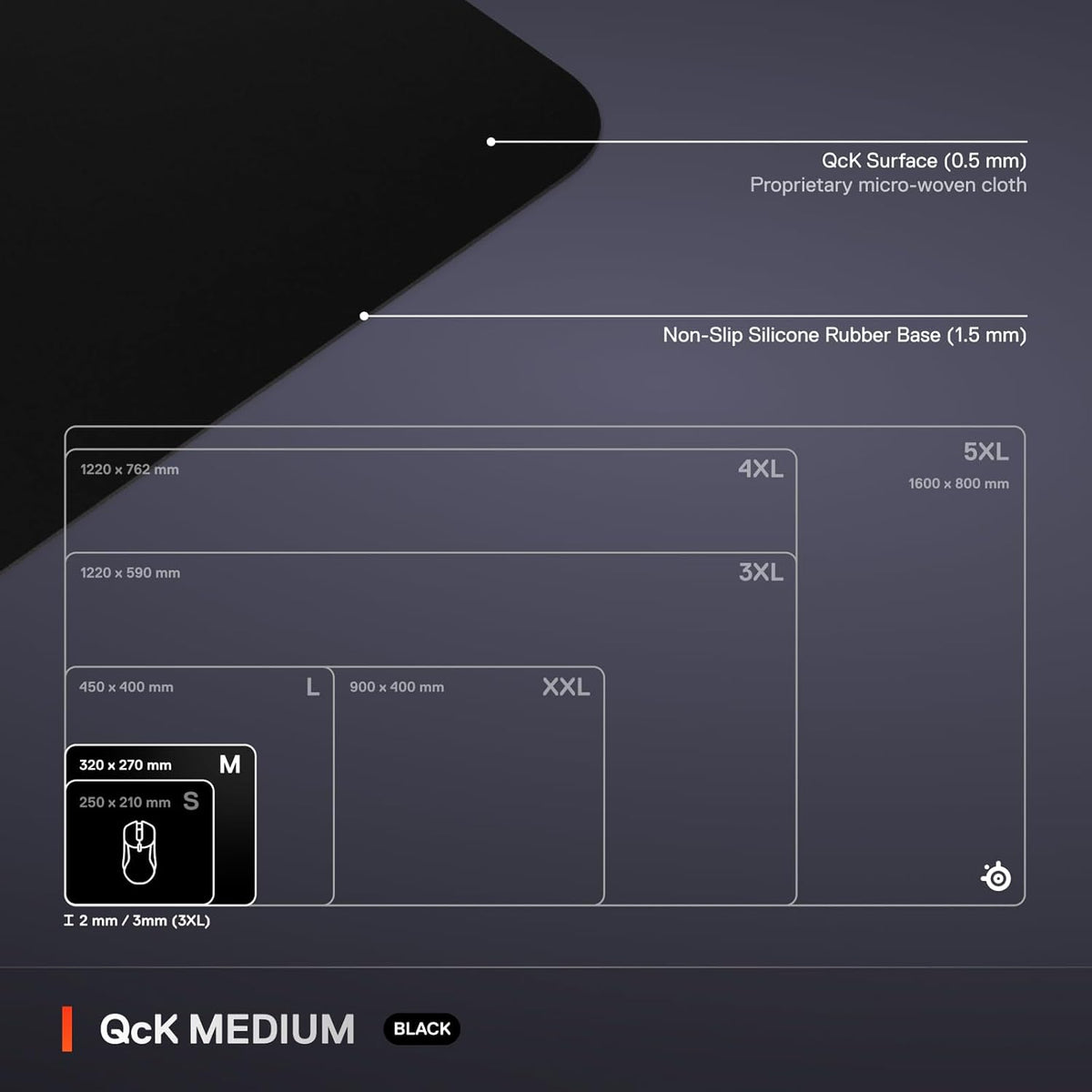 QcK Gaming Mouse Pad - XXL Cloth - Peak Tracking and Stability - Esports Mousepad - Never-Slip - Full Desk Coverage