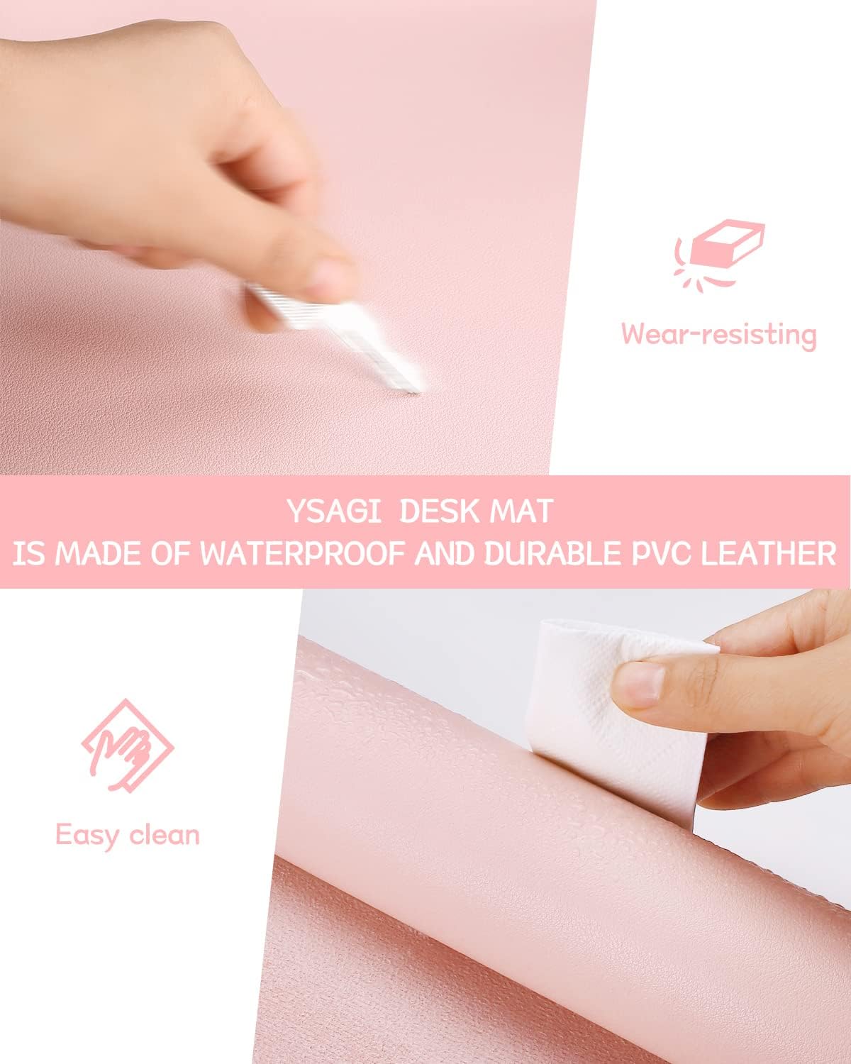YSAGi Non-Slip Leather Desk Pad, Waterproof Laptop Computer Desk Keyboard Mat, Table Protector Blotter Mat, Large Mouse Pad for Office/Work/Home/Decor(Dark Brown, 31.5" x 15.7")