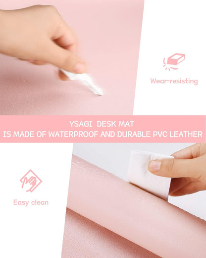 YSAGi Non-Slip Leather Desk Pad, Waterproof Laptop Computer Desk Keyboard Mat, Table Protector Blotter Mat, Large Mouse Pad for Office/Work/Home/Decor(Dark Brown, 31.5" x 15.7")