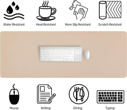 Bloss Leather Desk Pad and Keyboard Wrist Rest, Large Mouse Pad + Keyboard Pad+Mouse Wrist Support, Non-Slip Desk Mat Protector for Office, Home(31.5×15.7 Inches,Beige) - Colors A