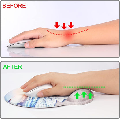 Ergonomic Mouse Pad with Wrist Support Rest,Large Mousepad Gel Wrist Rest, with Coaster Non-Slip & Pain Relief for Computer, Desk, Home&Office-Beach - Colors B