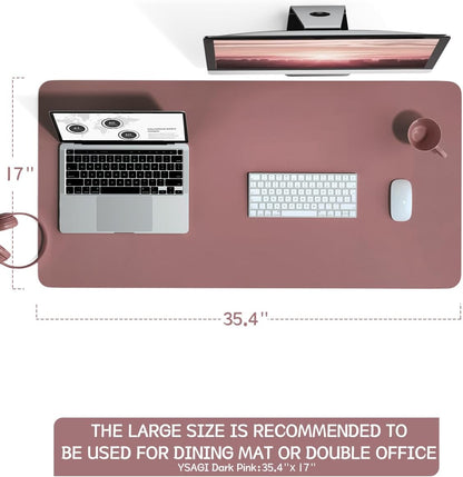 YSAGi Non-Slip Leather Desk Pad, Waterproof Laptop Computer Desk Keyboard Mat, Table Protector Blotter Mat, Large Mouse Pad for Office/Work/Home/Decor(Dark Brown, 31.5" x 15.7")