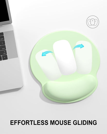 Ergonomic Mouse Pad with Wrist Rest, Comfortable Silicone Non-Slip Computer Pain Relief Gel Mouse Mat with Wrist Support for Gaming, Work, Office, Women & Men, Cute Pattern, Beige