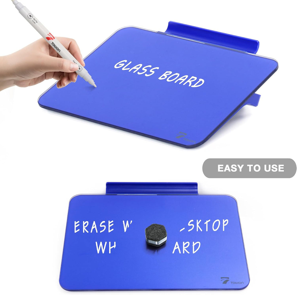 Small Glass Desktop Whiteboard Dry-Erase, Mini Pure Glass Whiteboard Stand