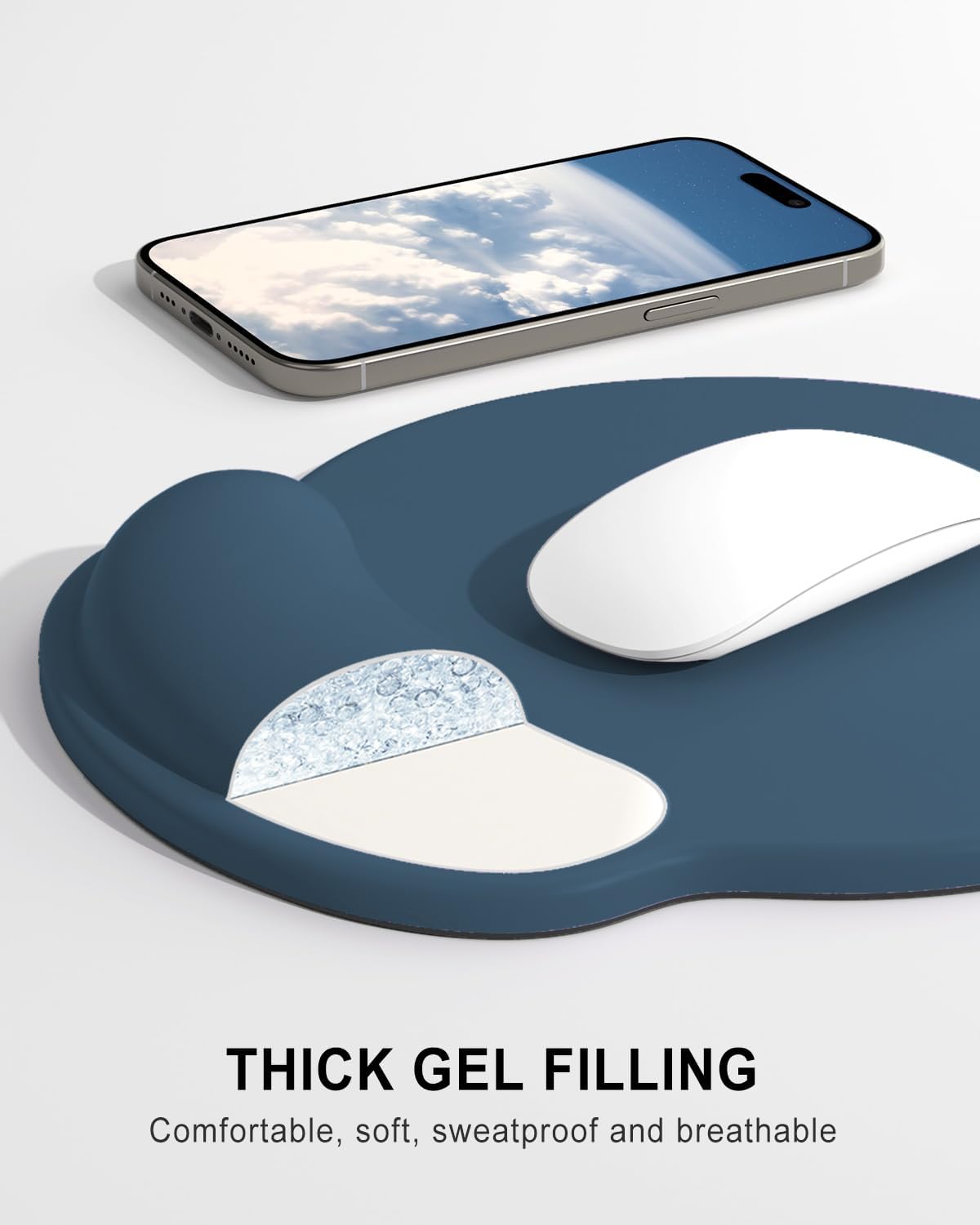 Ergonomic Mouse Pad with Wrist Rest, Comfortable Silicone Non-Slip Computer Pain Relief Gel Mouse Mat with Wrist Support for Gaming, Work, Office, Women & Men, Cute Pattern, Beige