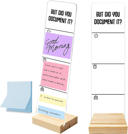 Monitor Memo Board with Removable Wooden Base Acrylic Portable Sticky Note Holder, It is Okay to Acrylic Message Board Sign, Office Desk Desk Set Sticky Notes 100 Sheets
