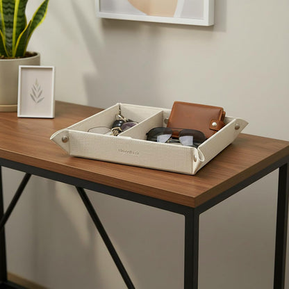UnionBasic Small Valet Tray, Jewelry Tray for Rings Watches Earrings, Entryway Catchall Caddy for Coins Keys Change, Nightstand Bedside Valet Holder, Trays for Electronic Gadgets, Beige - Colors B
