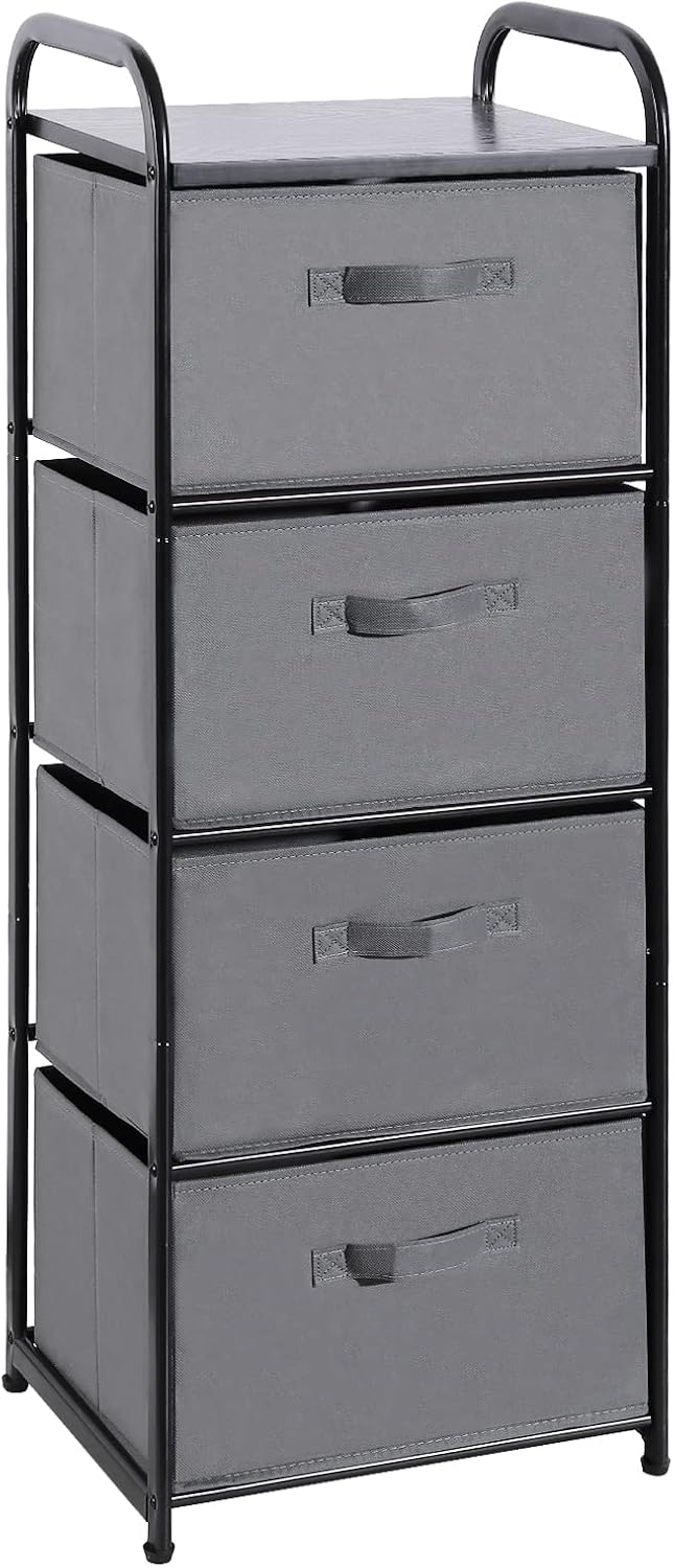 Dresser Storage with 3 Drawers, Fabric Dresser Tower, Vertical Storage Unit for Bedroom, Closet, Office, Black