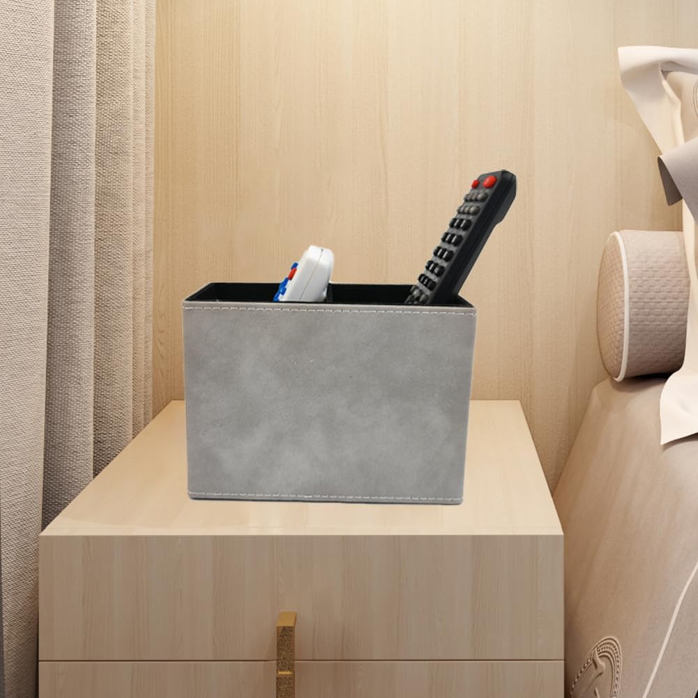 Leather Pen Holder, Brown Pencil Holder, Desktop Elegant Pen Holder for Desk, Stationery Organizer for School Office Home Dorm (3.3" x 3.3" x 4", Brown)