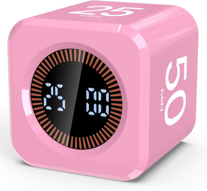 Digital Pomodoro Timer Cube 5/10/25/50min, Visual Productivity Flip Timer for Kids Classroom Desk, Custom Countdown, Silent and Sound Mode for ADHD Study Work Game Kitchen (Purple)