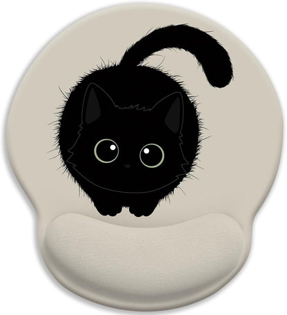 LIMKRIAN Cat Ergonomic Mouse Pad with Wrist Rest, Gaming Mouse Pad with Wrist Support, Funny Mouse Pads for Desk, Computer Mousepad with Non-Slip Pain Relief PU Base, Cute Office Desk Accessories - Colors B