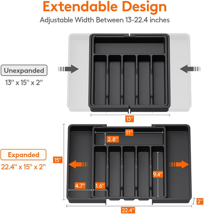 Expandable Silverware Drawer Organizer, Kitchen Utensil Tray