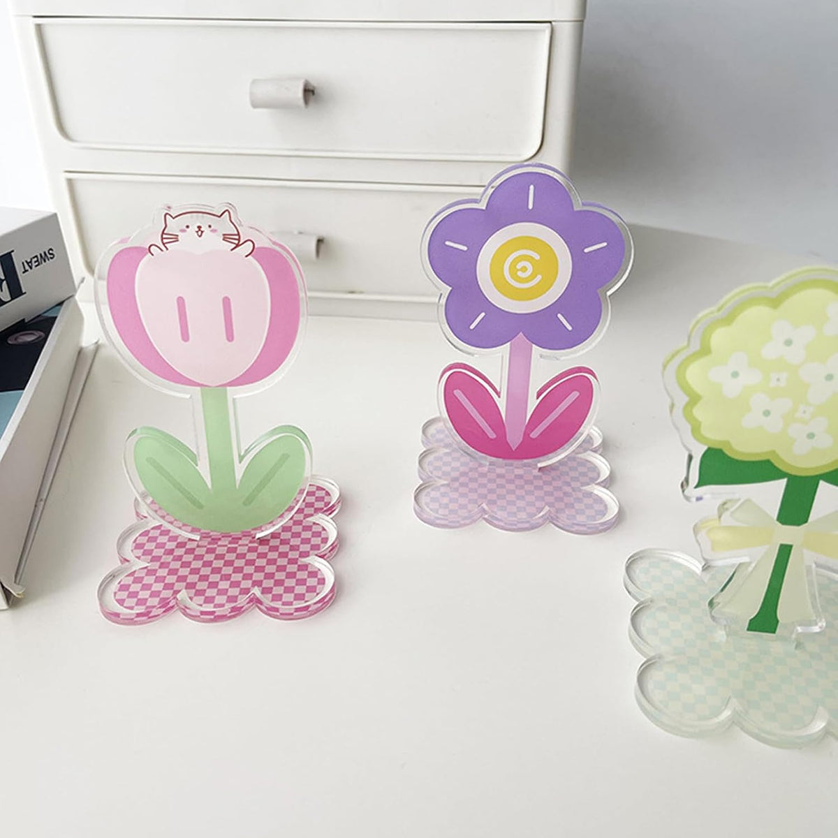 6 pcs Cute Flower Table Card Memo Holder Stand, Table Photo Display Clip Stand for Monmory Photo Picture Memo Cards Paper Note Postcards Wedding Number Card Display