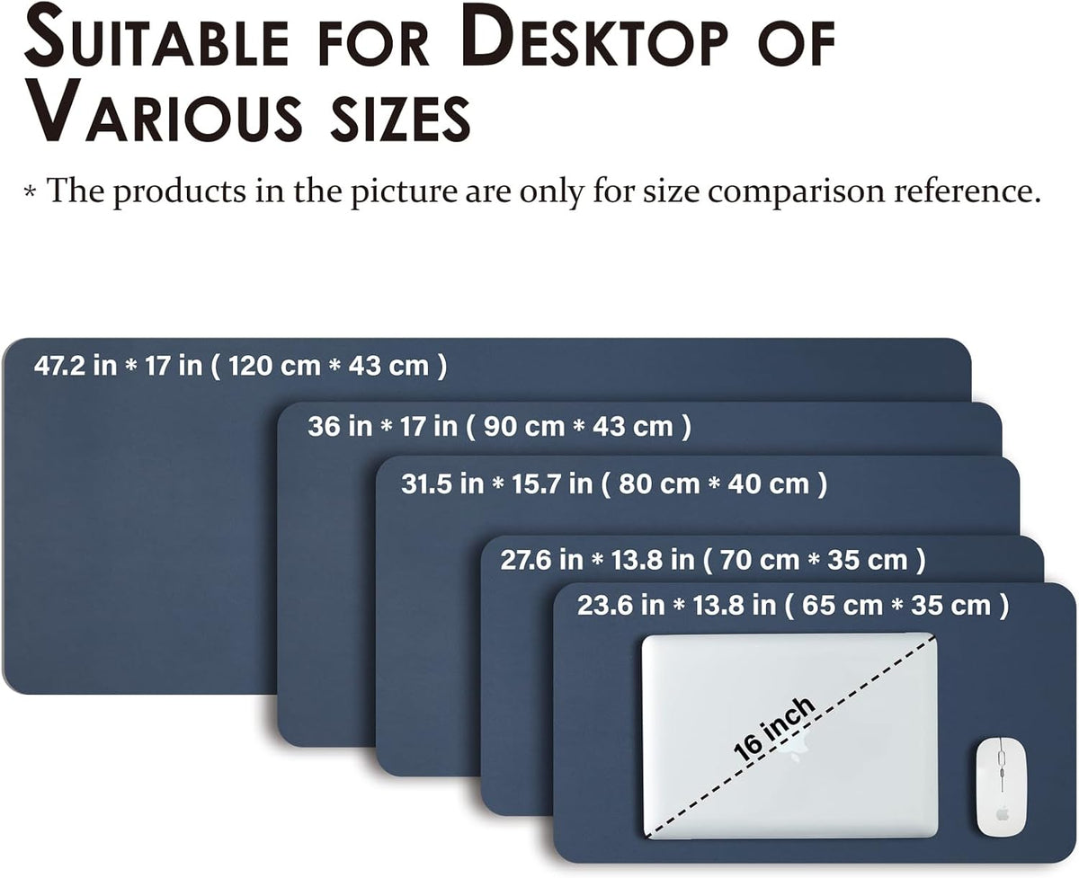 HOMIEAZICOZI Leather Desk Mat - Non-Slip PU Desk Pad for Office and Home - Desk Organization and Accessories - Ideal for Large Mouse Pad and Desk Mats on Top of Desks (Black,36''x 17'') (DPD-B-L)