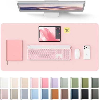 YSAGi Leather Desk Pad Protector, Office Desk Mat, Large Mouse Pad, Non-Slip PU Leather Desk Blotter, Waterproof Laptop Desk Writing Pad for Office and Home (23.6" x 13.8", Eggshell) - Colors A