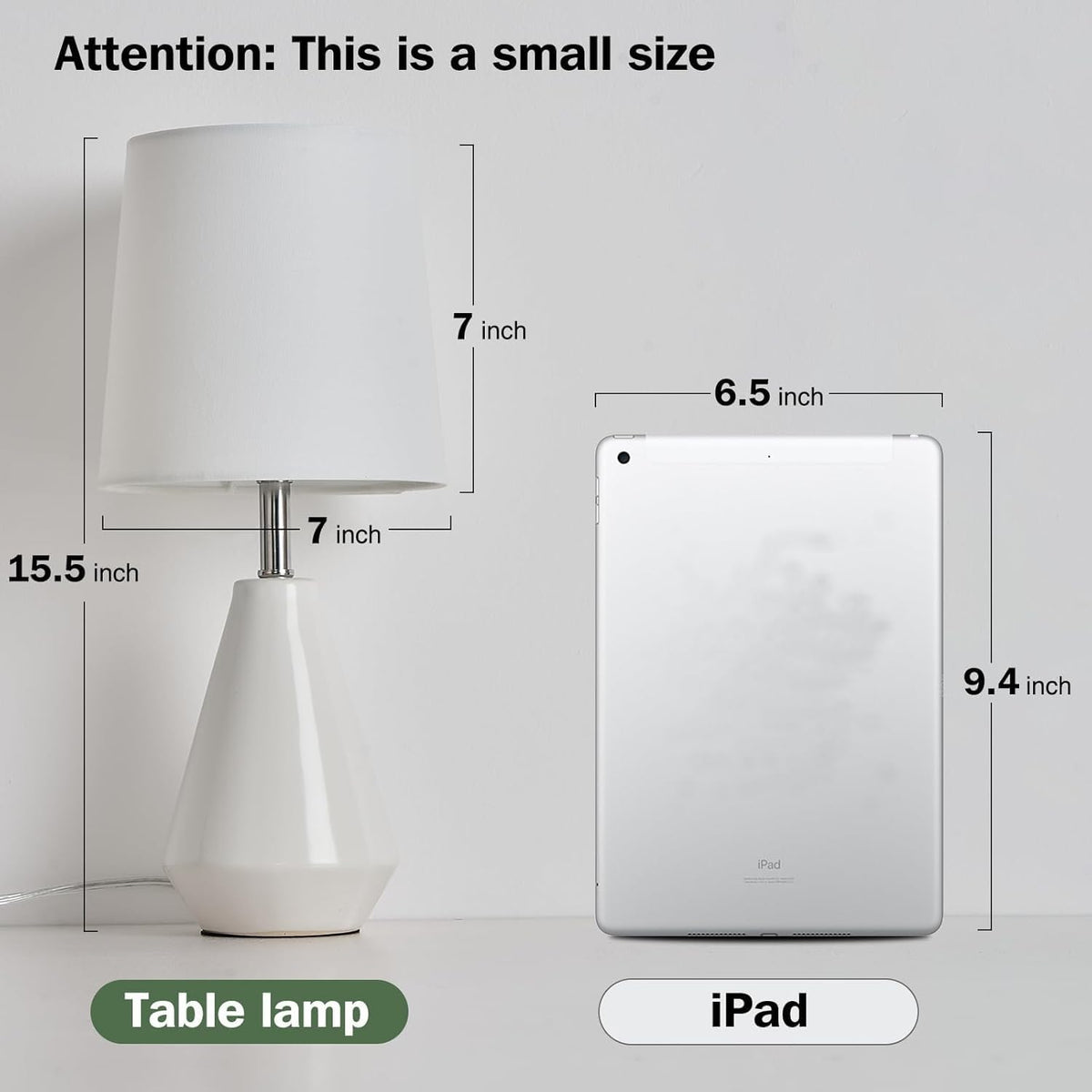 Small Bedside Table Lamp for Bedroom - Reading Desk Lamp with 3 Color Temperatures，15.5" Nightstand Ceramic Lamp with Fabric Shade for Kids Room,Living Room,Dorm,Home Office (Green)