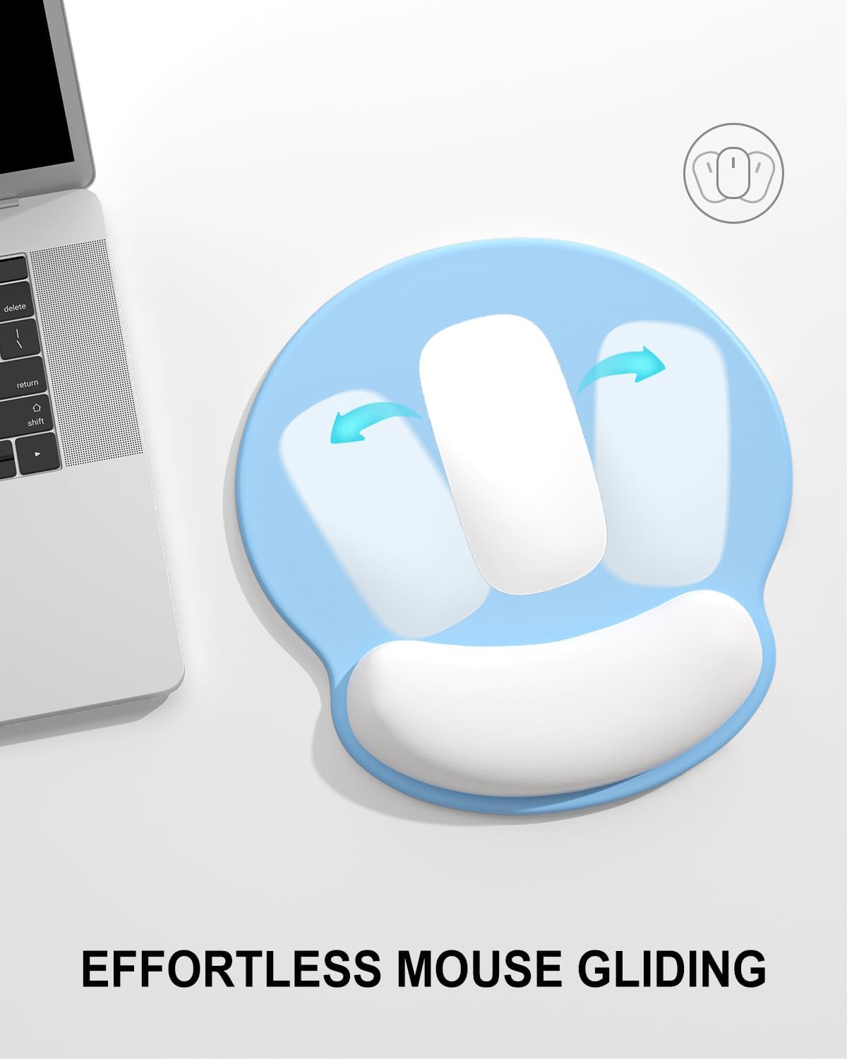 Ergonomic Mouse Pad with Wrist Rest, Comfortable Silicone Non-Slip Computer Pain Relief Gel Mouse Mat with Wrist Support for Gaming, Work, Office, Women & Men, Cute Pattern, Beige