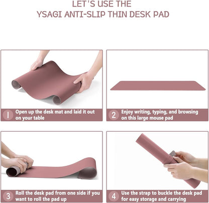 YSAGi Non-Slip Leather Desk Pad, Waterproof Laptop Computer Desk Keyboard Mat, Table Protector Blotter Mat, Large Mouse Pad for Office/Work/Home/Decor(Dark Brown, 31.5" x 15.7")