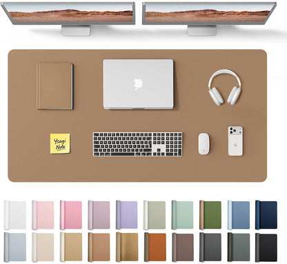 YSAGi Leather Desk Pad Protector, Office Desk Mat, Large Mouse Pad, Non-Slip PU Leather Desk Blotter, Waterproof Laptop Desk Writing Pad for Office and Home (23.6" x 13.8", Eggshell) - Colors A