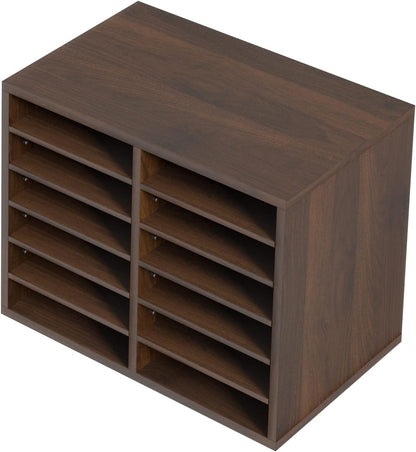 VEVOR Literature Organizers, 12 Compartments Office Mailbox with Adjustable Shelves, Wood Literature Sorter 20.4x12x16.1 inches for Office, Home, Classroom, Mailrooms Organization, EPA Certified White