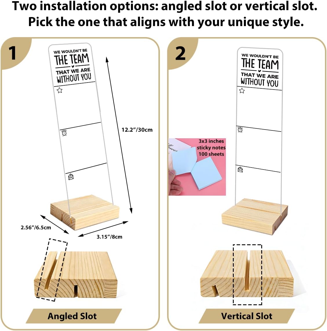 Monitor Memo Board with Removable Wooden Base Acrylic Portable Sticky Note Holder, It is Okay to Acrylic Message Board Sign, Office Desk Desk Set Sticky Notes 100 Sheets