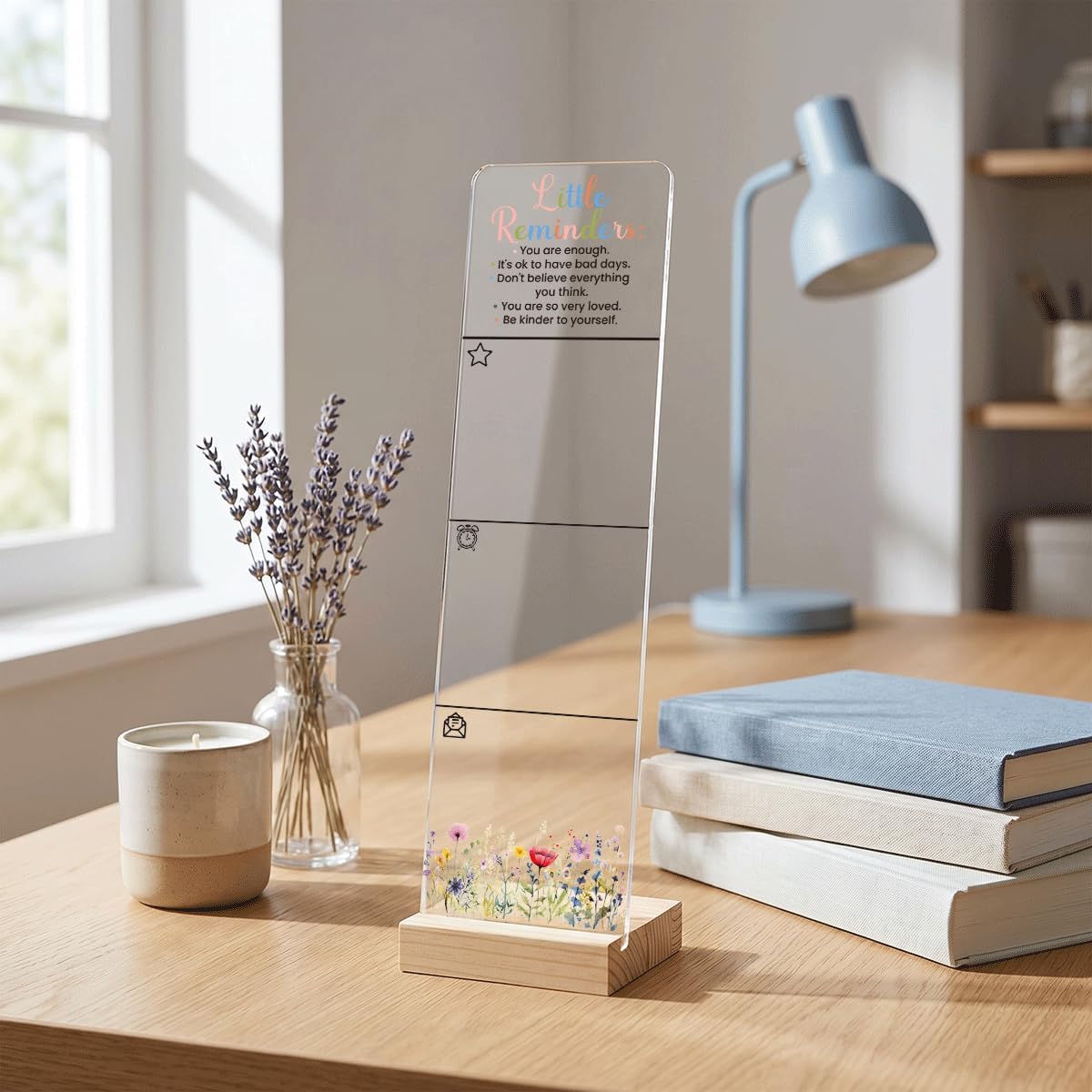 Note to Self Motivational Decor Sticky Note Holder, Mental Health Monitor Memo Board Decorations for School Counseling Office Therapy Desktop Art Decoration School Counselor, Therapist Office Gifts