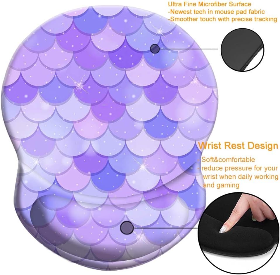 Wrist Support Mouse Pad Anti Slip Rubber Wrist Rest Mousepad 9in X 8in Small Desktop Notebook Mouse Mat for Working and Gaming (M-Pink Floral)