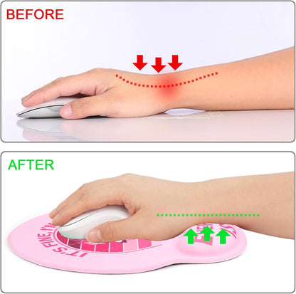 Ergonomic Mouse Pad with Wrist Support Rest,Large Mousepad Gel Wrist Rest, with Coaster Non-Slip & Pain Relief for Computer, Desk, Home&Office-Beach - Colors B