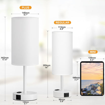 Fenmzee Bedside Table Lamp for Bedroom - Dimmable Touch, USB A+C, AC Outlet