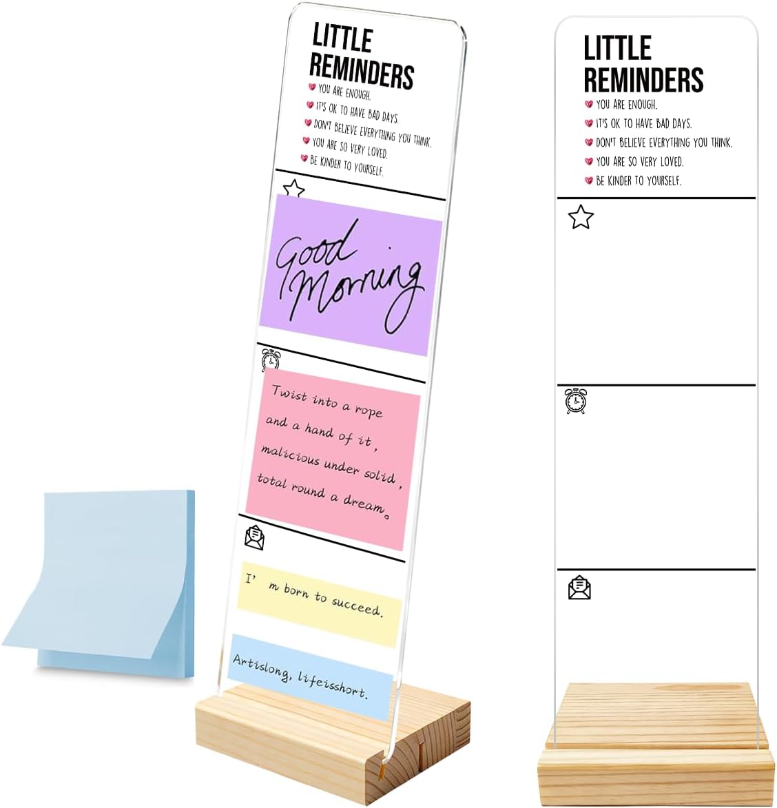 Monitor Memo Board with Removable Wooden Base Acrylic Portable Sticky Note Holder, It is Okay to Acrylic Message Board Sign, Office Desk Desk Set Sticky Notes 100 Sheets