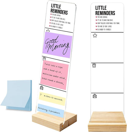 Monitor Memo Board with Removable Wooden Base Acrylic Portable Sticky Note Holder, It is Okay to Acrylic Message Board Sign, Office Desk Desk Set Sticky Notes 100 Sheets