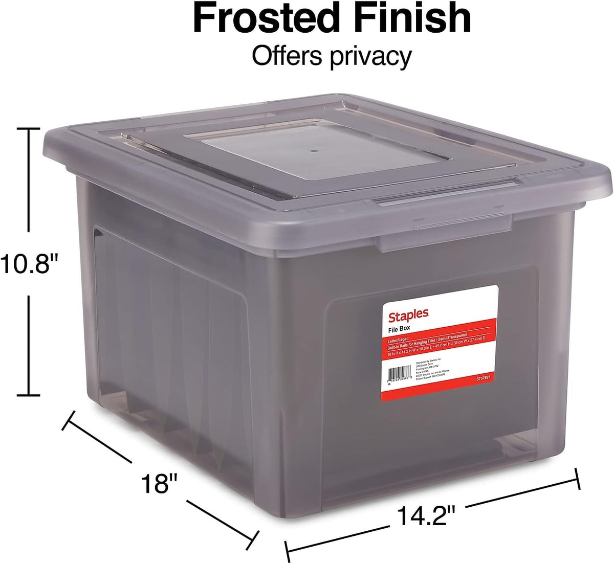 Hanging File Folder Box, Storage Bin Organizer, Snap Lid, Clear