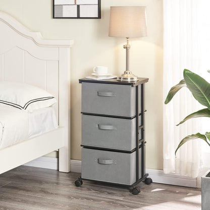 Dresser Storage with 3 Drawers, Fabric Dresser Tower, Vertical Storage Unit for Bedroom, Closet, Office, Black