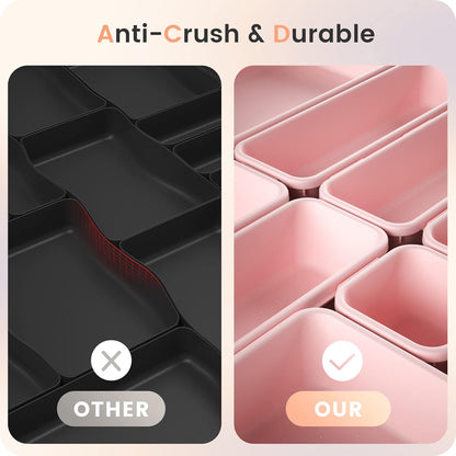A-LuGei 【Military Grade】 Drawer Organizer, 【𝟱𝗦𝗶𝘇𝗲】 Makeup organizer, 【Holds 177 Items】 Bathroom Organizers and Storage, Organization and Storage, Desk Drawer Organizer for Vanity (Clear)
