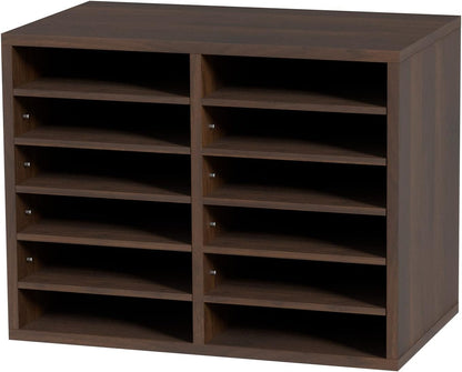 VEVOR Literature Organizers, 12 Compartments Office Mailbox with Adjustable Shelves, Wood Literature Sorter 20.4x12x16.1 inches for Office, Home, Classroom, Mailrooms Organization, EPA Certified White