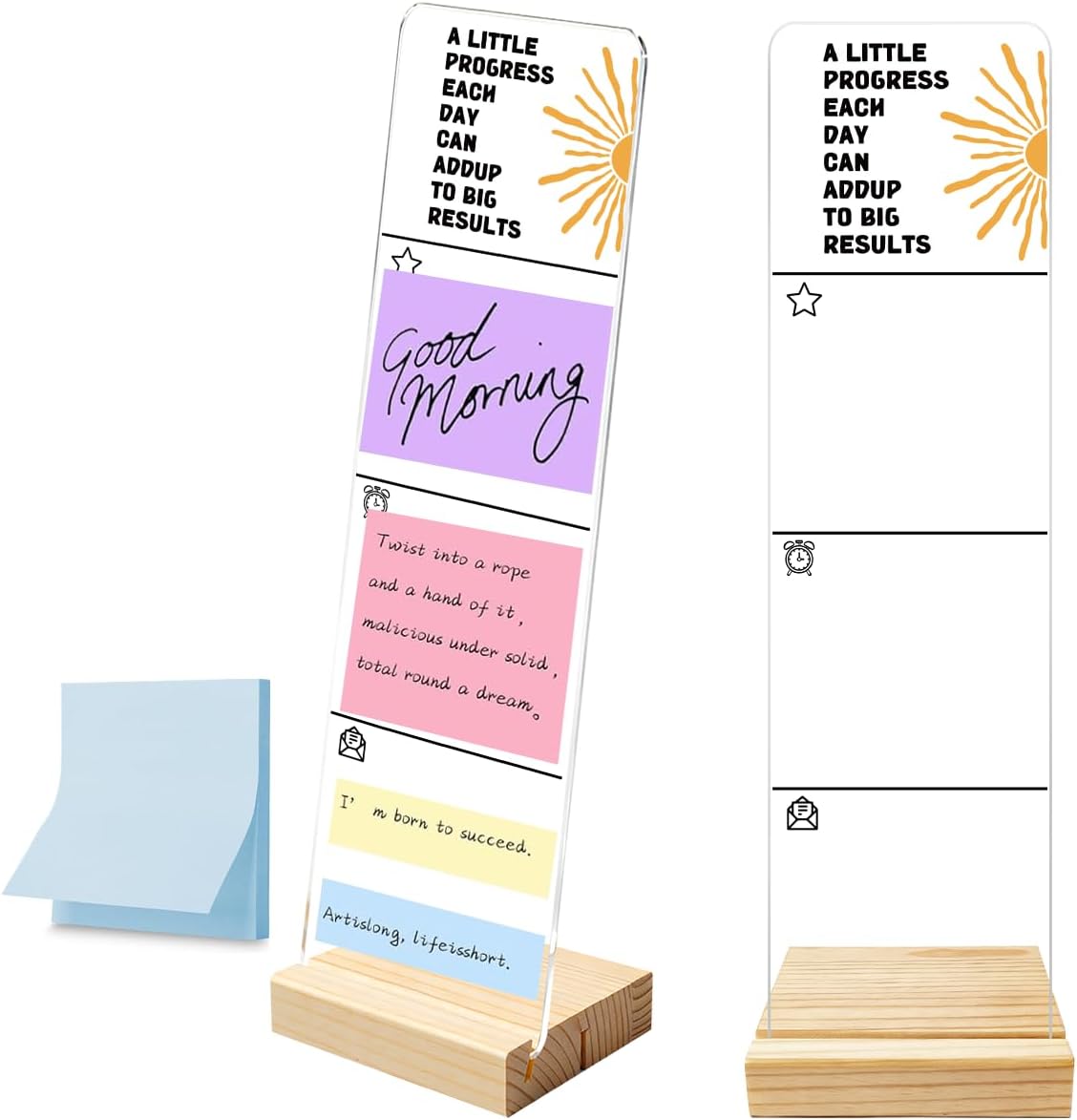 Monitor Memo Board with Removable Wooden Base Acrylic Portable Sticky Note Holder, It is Okay to Acrylic Message Board Sign, Office Desk Desk Set Sticky Notes 100 Sheets
