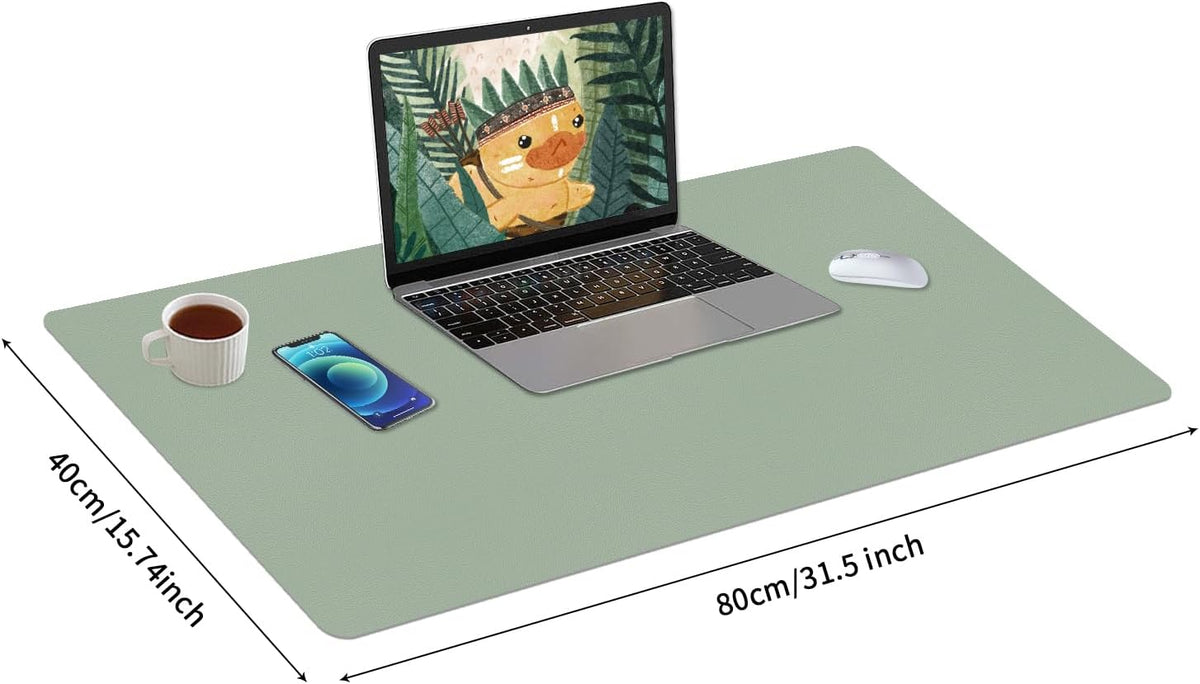 Bloss Leather Desk Pad and Keyboard Wrist Rest, Large Mouse Pad + Keyboard Pad+Mouse Wrist Support, Non-Slip Desk Mat Protector for Office, Home(31.5×15.7 Inches,Beige) - Colors A